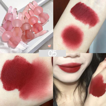 Cute Rabbit Matte Velvet Lip Glaze Summer Lovely Bunny Keychain Lip Mud Matte Texture Lipstick Pink Red Lip Gloss Tint Cosmetic