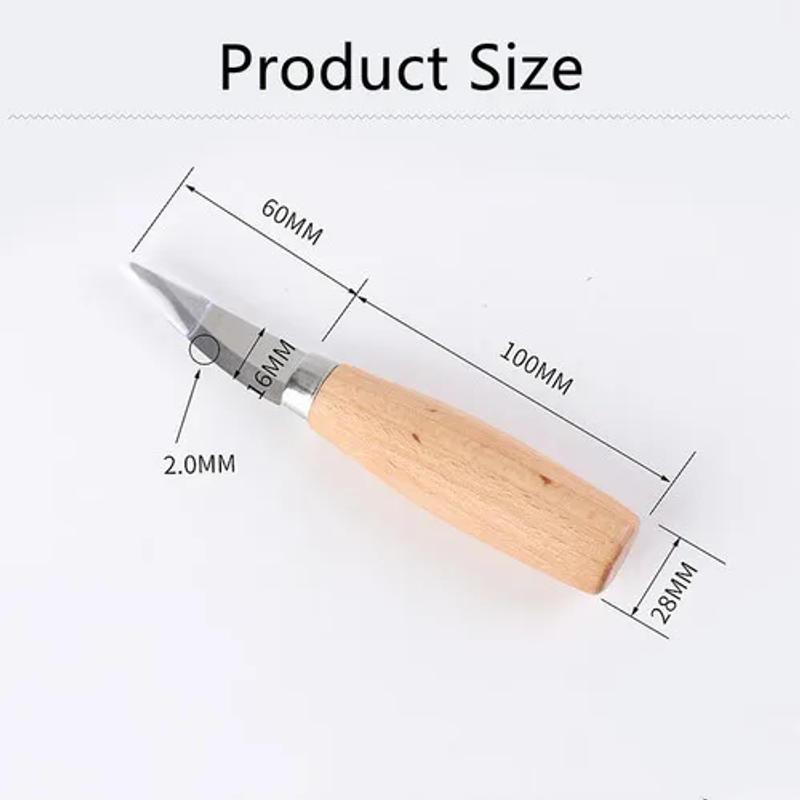 Description Picture 6 of itemNew Stainless Steel Woodcarving Cutter Woodwork Sculptural DIY Wood Handle Spoon Carving Knife Woodcut Tools Kit