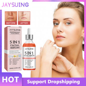 Jaysuing Hyaluronic Acid Face Serum 5 In 1 Moisturizing Whitening Anti Wrinkle Aging Vitamin C Shrink Pores Serum Skin Care 30ml