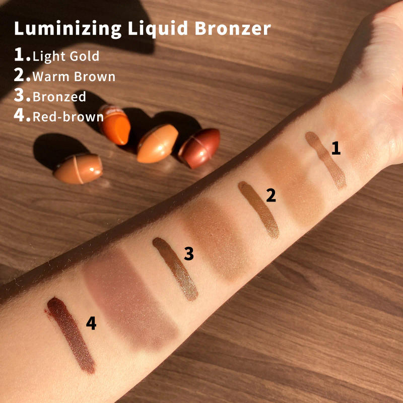 Description Picture 6 of item4 Colors Liquid Bronzer Face Makeup Pearlescent Contouring Brighten Highlight Bronzer Tint Women Facial Illuminator Cosmetic 8ML