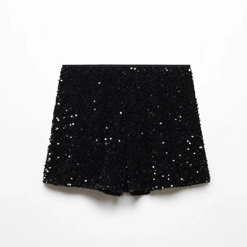 Fashion Sequin Shorts Set For Women Elegant