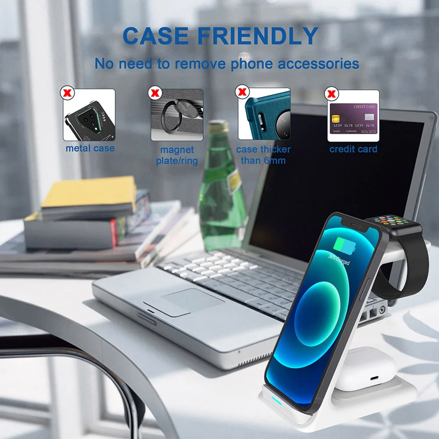 Description Picture 6 of item3 in 1 20W  Wireless Charger Stand Dock For Apple Watch 7 AirPods iPhone 14 13 12 11 XS XR X 8 Induction Fast Charger Station