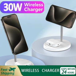 2 In 1 Magnetic Wireless Charger Stand Pad Foldable Fast Charging Station Dock For iPhone 14 13 12 Pro Max Mini Airpods Pro 2/3