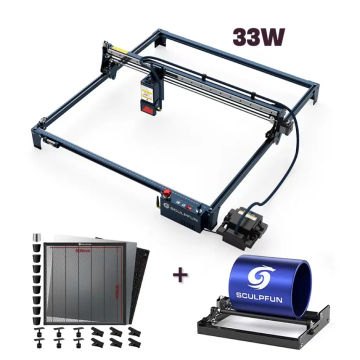 SCULPFUN S30Ultra-33W Laser Engraver 600x600mm Engraving area Automatic Air Assist Replaceable Lens with Honeycomb panel Roller