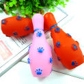 Pet Dog Toys Sounds Bowling With Paw Pattern Squeaky Toy Cat Dog Natural Non-Toxic Teeth Cleaning Toy Random Color