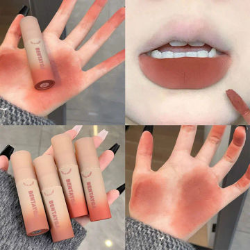 Women Stain Lip Gloss Velvet Matte Lipstick Long Lasting Korean Style Makeup Lip Tint Non-stick Cup Lip Glaze Female Cosmetics