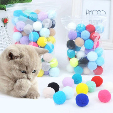 Colorful Cat Toys Ball Plush Wool Funny Interactive Balls Pet Toys for Kitten Kitty Bulk Pack Pet Accessories Product for Cats