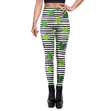 [You're My Secret] New Female Pencil Pants Leggings Green Clover Print Leggings Elastic Saint Patrick's Day Party Sexy Leggings