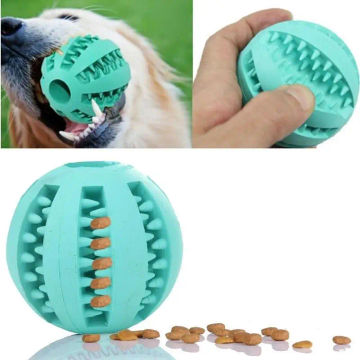 1pc 5cm Pet Dog Chew Toy Food Dispenser Ball Bite-Resistant Clean Teeth Natural Rubber Random Color
