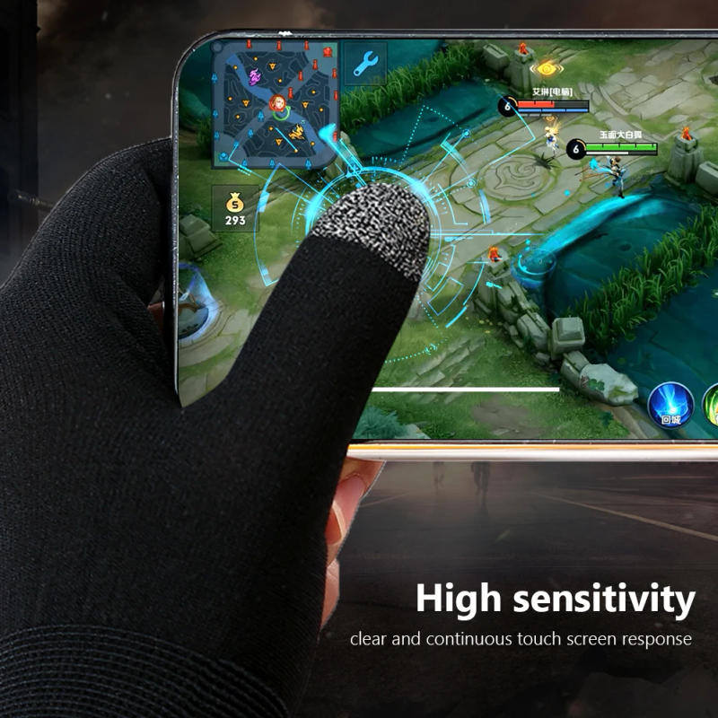 Description Picture 5 of item1 Pair Finger Sleeve for PUBG Mobile Game Sweatproof Breathable Sensitive Gaming Touch Screen Fingertips Cover Thumb Gloves
