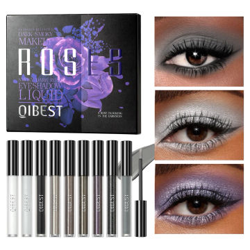 QIBEST 9 Colors Matte Glitter Eyeshadow Shimmer Pearly Waterproof Long Lasting Pearlescent Liquid Eyeshadow Makeup Tool For Eyes