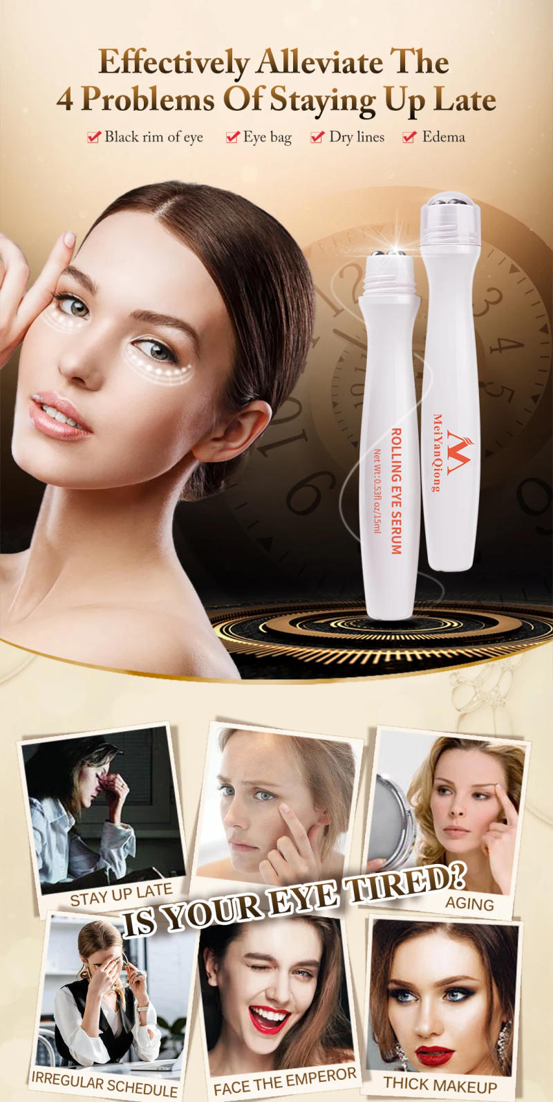 Description Picture 2 of itemAnti-Wrinkle Eye Serum Remove Eye Bags Remove Dark Circles Moisturizer Whitening Reduce Fine Lines Roller Massager Skin Care
