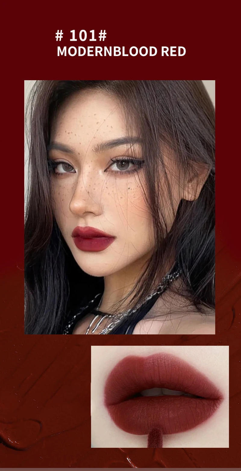 Description Picture 6 of itemSexy Black Brown 4 Color Matte Lip Gloss Dark Red Liquid Lipstick Matte Long Lasting Waterproof Cosmetic Beauty Makeup Lipgloss