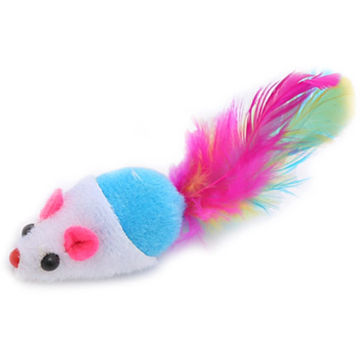 1Pcs Cute Pet Cat Toys False Mouse Pet Cat Toys Mini Playing Toys Lightweight Funny With Colorful Feather Plush Mini Mouse Toy