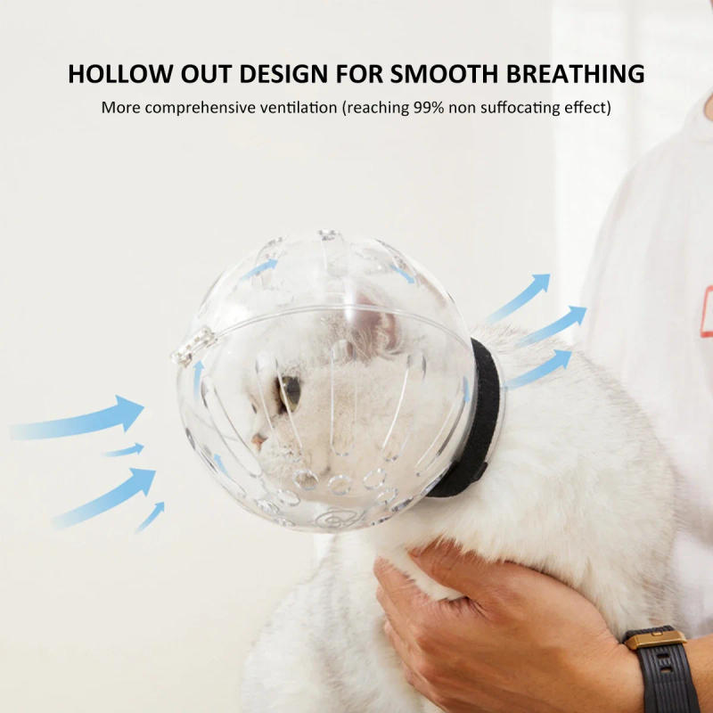 Description Picture 4 of itemCat Muzzle Anti-Bite Grooming Breathable Space Hood Anti-Licking Transparent Kitten Astronaut Helmet for Small Pets Supplies