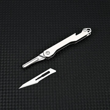 Mini Bottle Opener Scalpel Stainless Steel G10 Folding Knife Outdoor Survival Camping Portable EDC Tool 10 Blade Free