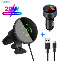 20W Magnetic Wireless Car Charger for iPhone 14 13 12 Pro Max Mini Auto Alignment Air Vent Phone Fast Charging Mount Holder