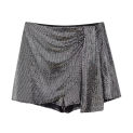 New Women Sequins Decoration Casual Shorts Skirt Female High Waist Side Zipper Loose Street Clothing LUJIA ALAN P5290