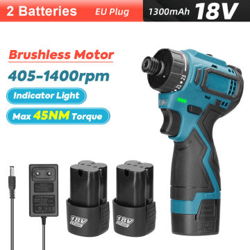 KKMOON 18V Lithium Screwdriver 45Nm Torque Adjustable 2 Speed Control Brushless Impact Electric Screw Driver For Home Appliances