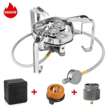 Camping Gas Stove 9800W Big Power Cookware Portable Windproof Furnace Picnic Tourist Burner Barbecue Tourism Outdoor Supplies