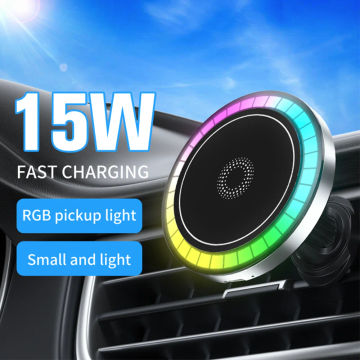 15W Fast Wireless Charger Magnetic Car Bracket for iPhone14 Pro max 13 12 11 Samsung S23 S20 S10 HUAWEI Xiaomi With RGB Light