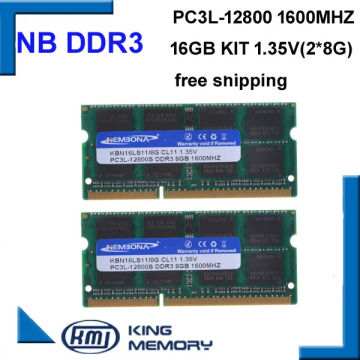 KEMBONA high quality and speed sodimm laptop ram DDR3L 16GB(kit of 2pcs ddr3 8gb) PC3L-12800 204pin ram memory 1.35v