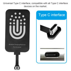 Type C Wireless Charger Universal Ultra Slim Wireless Charging Receiver Patch with Magnetic Charging Line