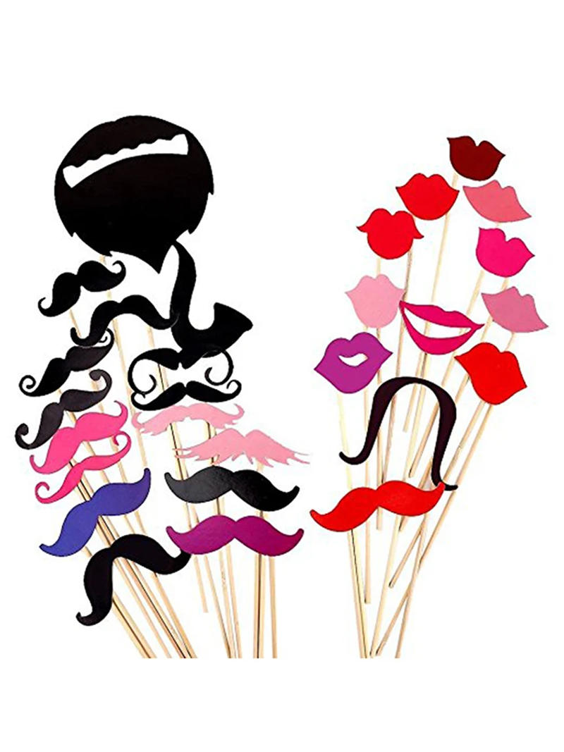 Description Picture 5 of item58Pcs Photo Booth Props Party Favors Selfies Dress-up Acessories Cutout Card Glasses Mustache Red Lips Hats Fun Party Pack for W