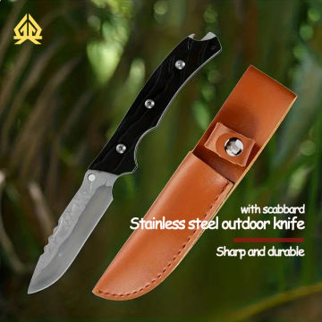 XTL Stainless steel portable knife, outdoor cutting knife, fruit knife, vegetable knife, sheathed knife, patterned knife