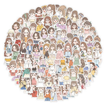 50PCS/100PCS Cute Korea girl Stickers for Laptop Vinyl Waterproof Funny Decals Skateboard Scrapbook Luggage