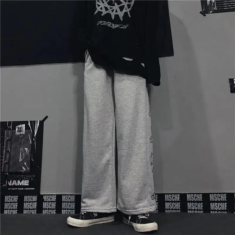 Description Picture 4 of itemBlack Bear Print Pants Cute Girl Harajuku Autumn Trousers Female Streetwear Summer Spring Fashion Gray Gothic Sweatpants Women