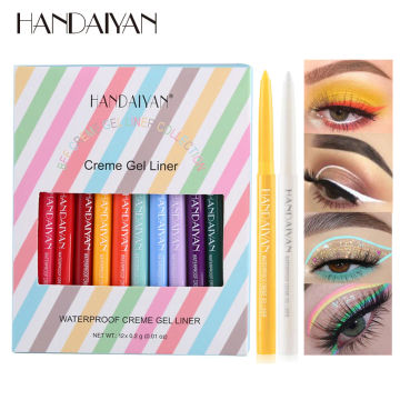 Handaiyan Colored Eyeliner Set 12 Colors Waterproof Eyeliner Pencil Long Lasting Colorful Eye Liner Beauty Makeup For Women