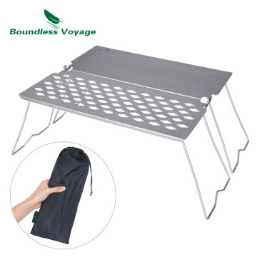 Boundless Voyage Camping Folding Table Titanium Grill Small Outdoor Picnic Backpacking Hiking BBQ Charcoal Frying Plate Net Rack