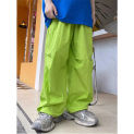 Deeptown Y2K Green Parachute Pants Women Oversized Korean Style Wide Leg Track Trousers Streetwear Harajuku Hip Hop Sweatpants