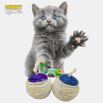 1 Pc Random Color Sisal Interactive Ball Cat Toy Pet Supplies Feather Cat Training Catcher Cat Accessories Random Color Toy Ball