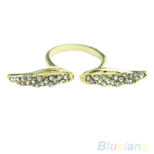 Women's Vintage Retro Angel Wing Gold Plated  Adjustable Open Rings Jewelry