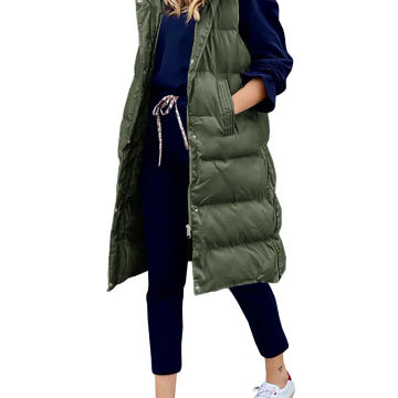 2022 New Women's Vest Cotton Coat Autumn And Winter Hooded Long Coat Sleeveless Loose Women's Vest Snowwear