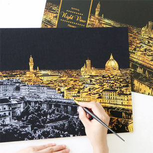 45x30cm World Sightseeing Pictures Painting Scratch Scraping Drawing Paper Decor