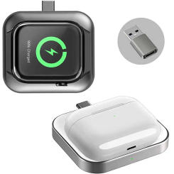 For Apple Watch Charger Portable Wireless Charger Dock 2 In 1 For Apple Watch Series 7/6/5/SE/Airpods Pro Magnetic USB-C Charger