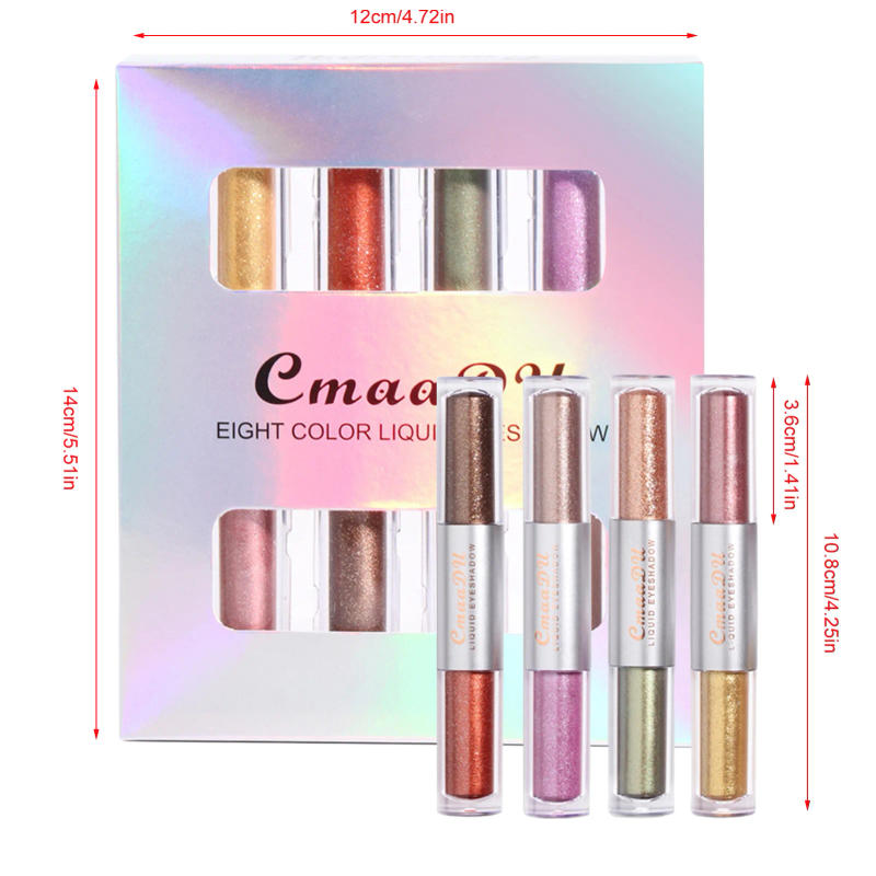 Description Picture 5 of item4 Pcs Liquid Eyeshadow Metallic Shimmer Glitter Eyeshadow Makeup for Eyes Metallic Shimmer 8 Colors Double Head Design