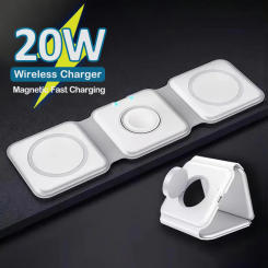 PD 20W Macsafe 3in1 Magnetic Wireless Charger USB C Foldable Dock For Apple iPhone 15 14 13 12 Pro Max Plus Mini AirPod Watch