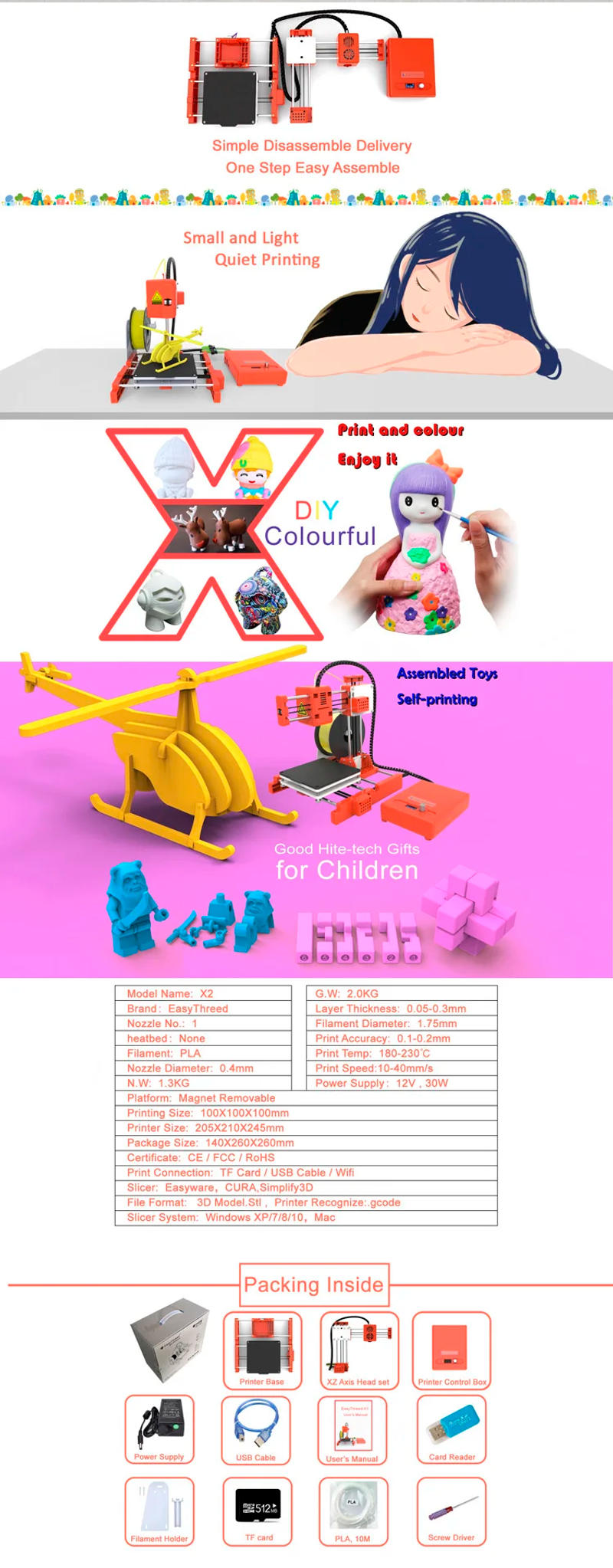 Description Picture 3 of itemEasythreed X2  mini cute easy to use kids children eductaion gift entry level toy personal student 3d printer