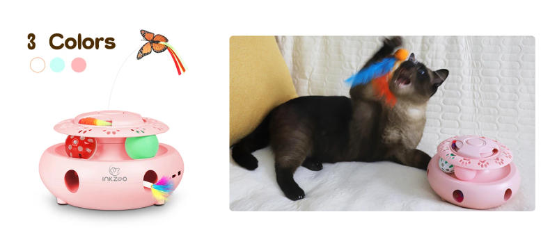 Description Picture 3 of itemINKZOO 4-in-1 Interactive Cat Toys for Indoor Cats, Automatic 6 Holes Mice Whack-A-Mole, Fluttering Butterfly, Track Balls, USB