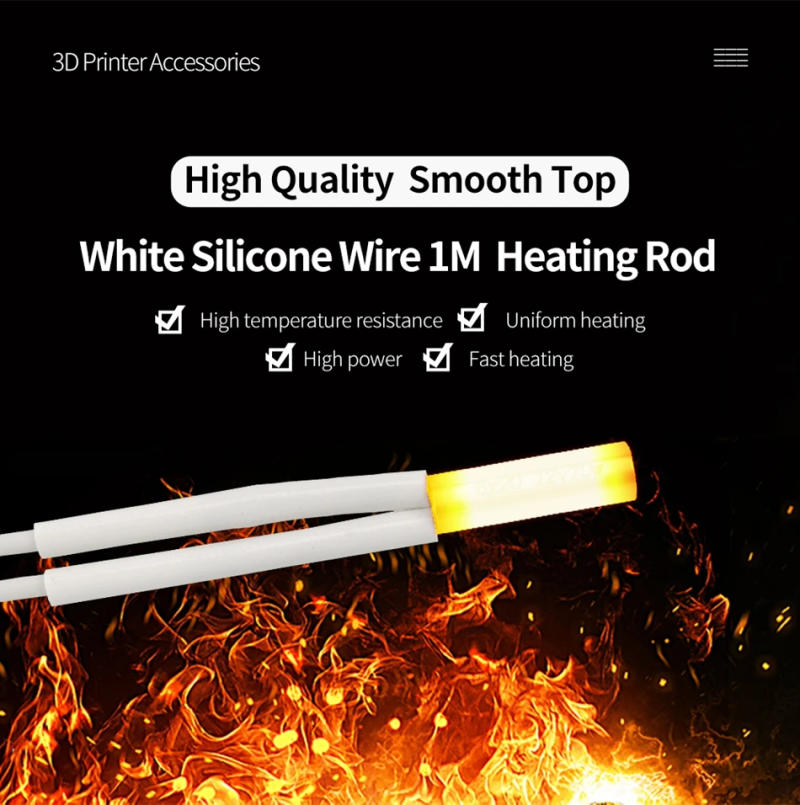 Description Picture 2 of itemKINGROON 24V 80W Heater Cartridge 6*20mm 1M High Temperature Quick Heating Tube For E3D V6 Volcano Hotend 3D Printer Parts