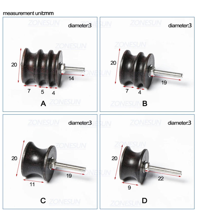 Description Picture 4 of itemZONESUN Leather Edge Polisher For Leather Burnishing Machine Ebony Wood Edge Polishing Slicker Leather Tip Side Border Polisher