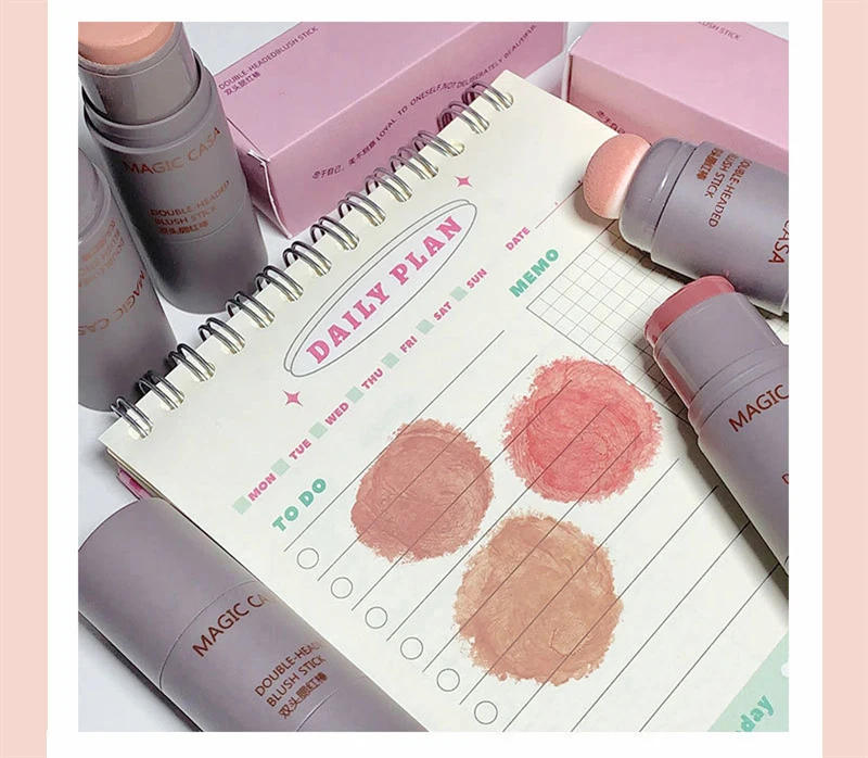 Description Picture 5 of itemDouble-ended Blush Stick Waterproof Brightening Face Contouring Shadow Blusher Long-lasting Tint Cheek Korean Makeup Cosmetics