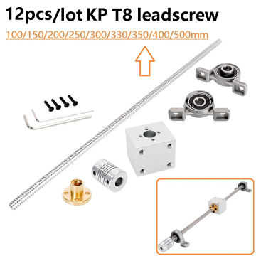 MEGA 3D Printer T8 Lead Screw Kit KP08/KFL Bracket Nuts Pitch 2mm Lead 8mm Lead 2mm Diameter 8mm Conversion Seat Aluminum Block