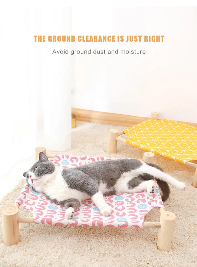 Description Picture 6 of itemSummer Pet Sofa Dog Bed Cat Removable Mat Indoor Hammock Wooden Elevated Portable Pet Camping Wooden Bed