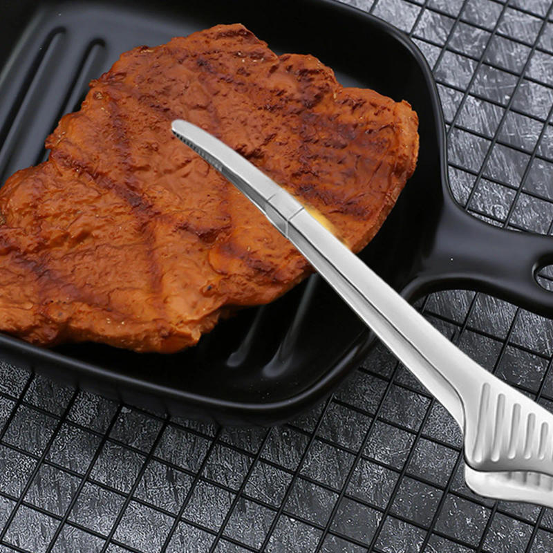 Description Picture 4 of itemStainless Steel Serving Tongs 304 Stainless Steel Steak Tong Reusable Baking BBQ Buffet Steak Clip Kitchen Tongs For Cheese