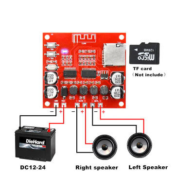 XH-A233 15W X 2 Bluetooth 4.2 Digital power amplifier board Stereo TF Card Play 12v~24v Audio Amp